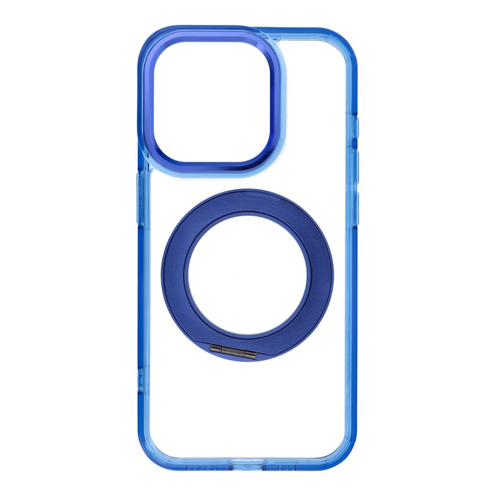 Husa pentru iPhone 15 Pro Frame Circle Stand Compatible cu Magsafe Bleumarin
