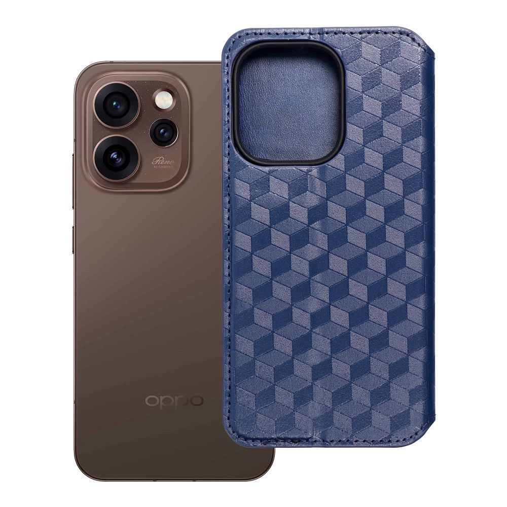 Husa Cubic Book Flip pentru Oppo Reno 15 Pro 5G Albastru