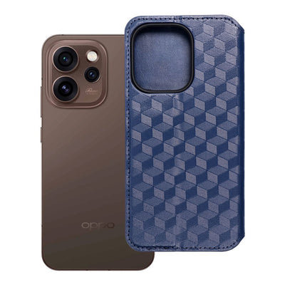 Husa Cubic Book Flip pentru Oppo Reno 15 Pro 5G Albastru