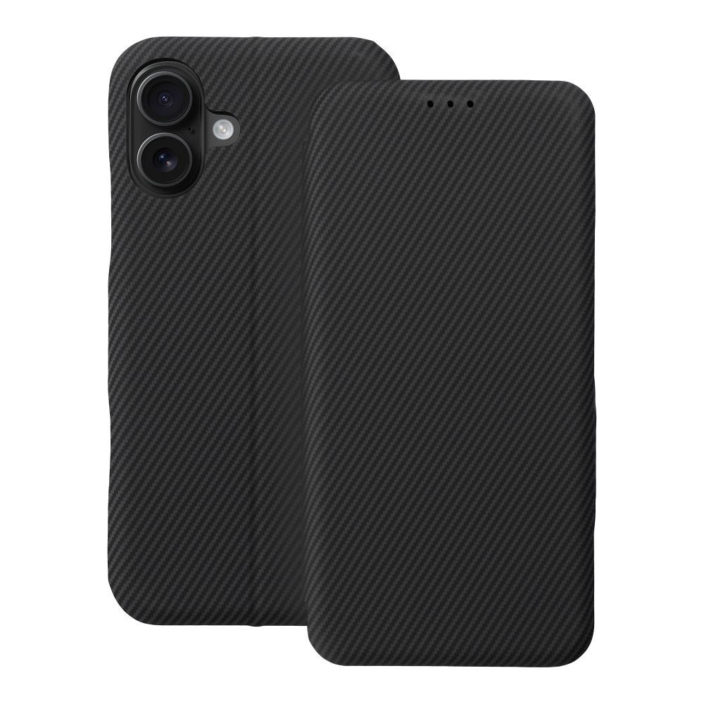 Husa Folio Side Magnet Flip pentru iPhone 16 Plus Negru