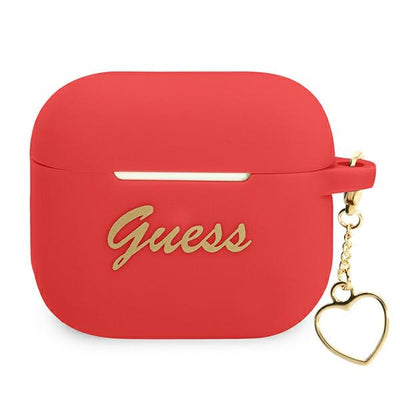 Husa Guess AirPods 3 Cover Rosu/Rosu Silicone Charm Heart Collection