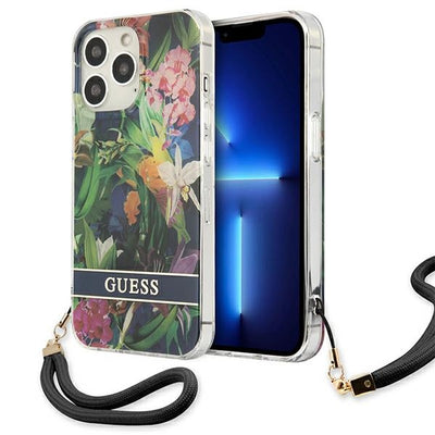 Curea Guess iPhone 13 Pro / 13 6.1" Albastru/Albastru Hardcase Flower
