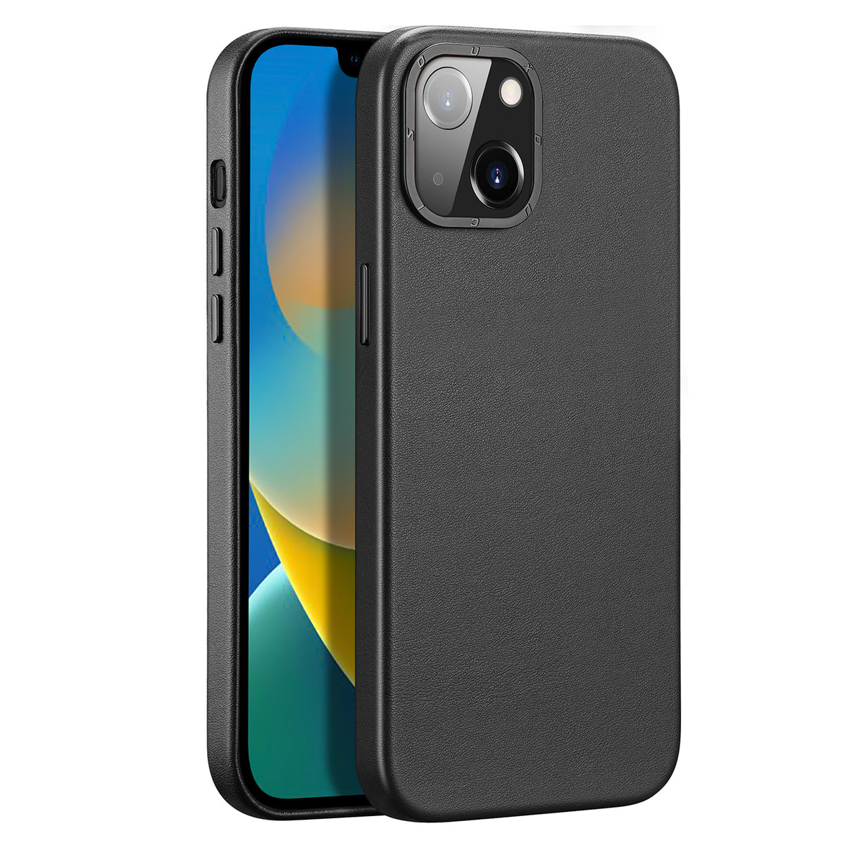 Husa Dux Ducis Grit Leather pentru iPhone 14 Plus Elegant Faux Leather Cover (Magsafe Compatible) Negru