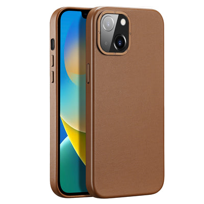 Husa Dux Ducis Grit Leather pentru iPhone 14 Plus Elegant Faux Leather Cover (Magsafe Compatible) Maro