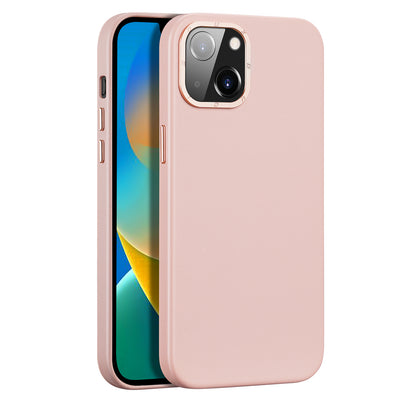 Husa Dux Ducis Grit Leather pentru iPhone 14 Plus Elegant Faux Leather Cover (Magsafe Compatible) Roz