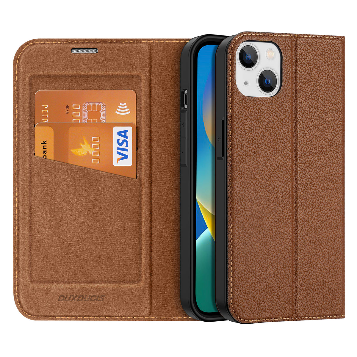 Husa Dux Ducis Skin X2 pentru iPhone 14 Plus cu Magnetic Flap Maro