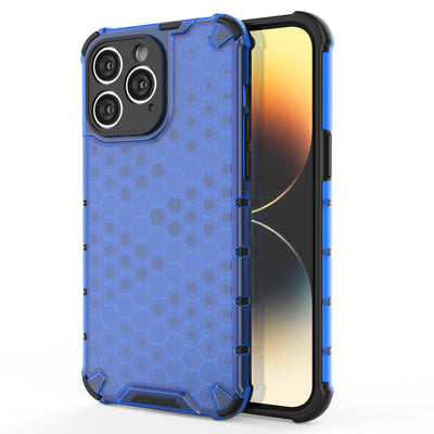 Husa Honeycomb pentru iPhone 14 Pro Max Armored Hybrid Cover Albastru