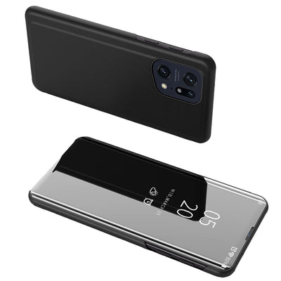 Husa Transparent View Cover pentru Oppo Find X5 Pro Cover cu A Flap Negru