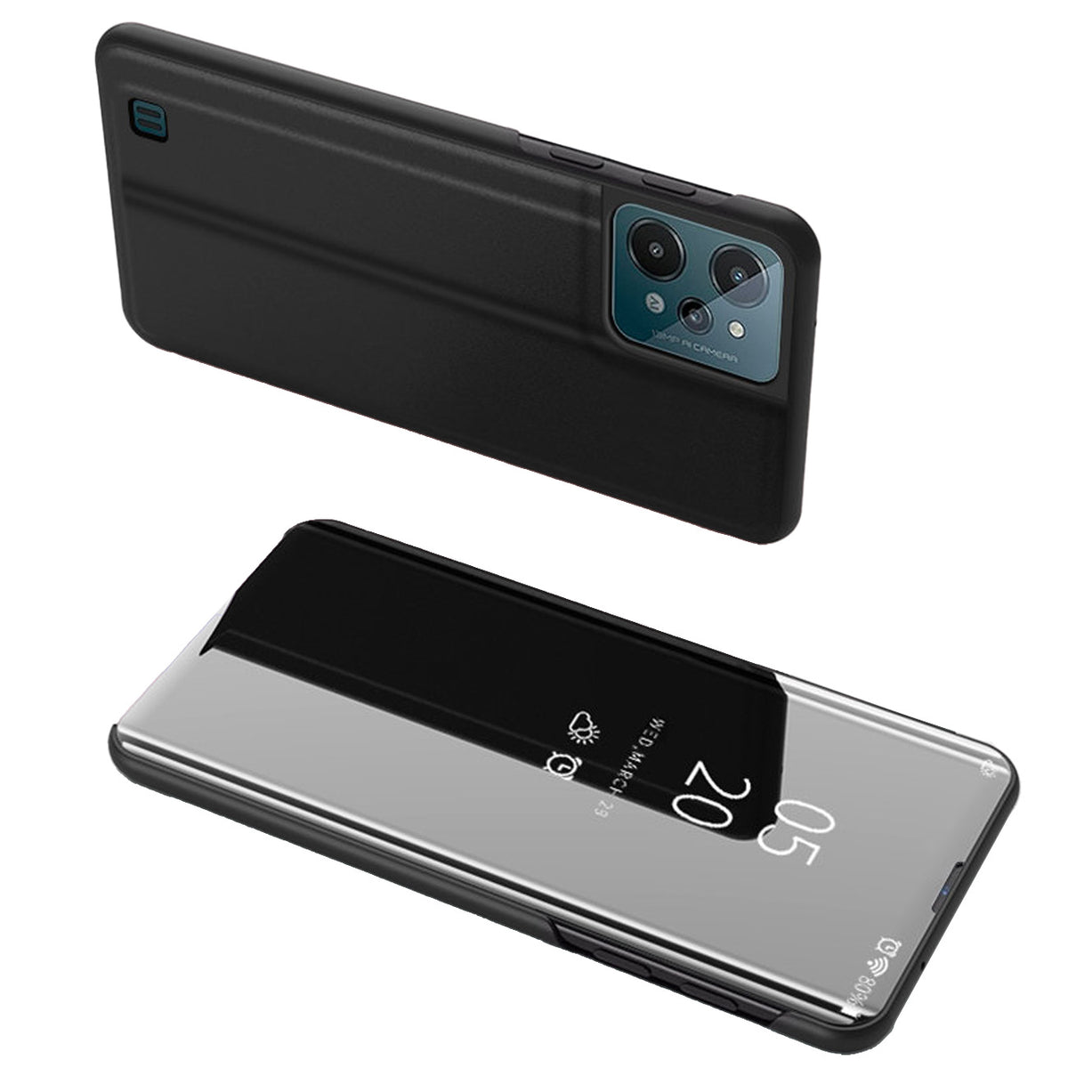 Husa Transparent View Cover pentru Realme C31 Flip Cover Negru