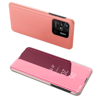 Husa Transparent View pentru Xiaomi Redmi 10C cu Flap Roz