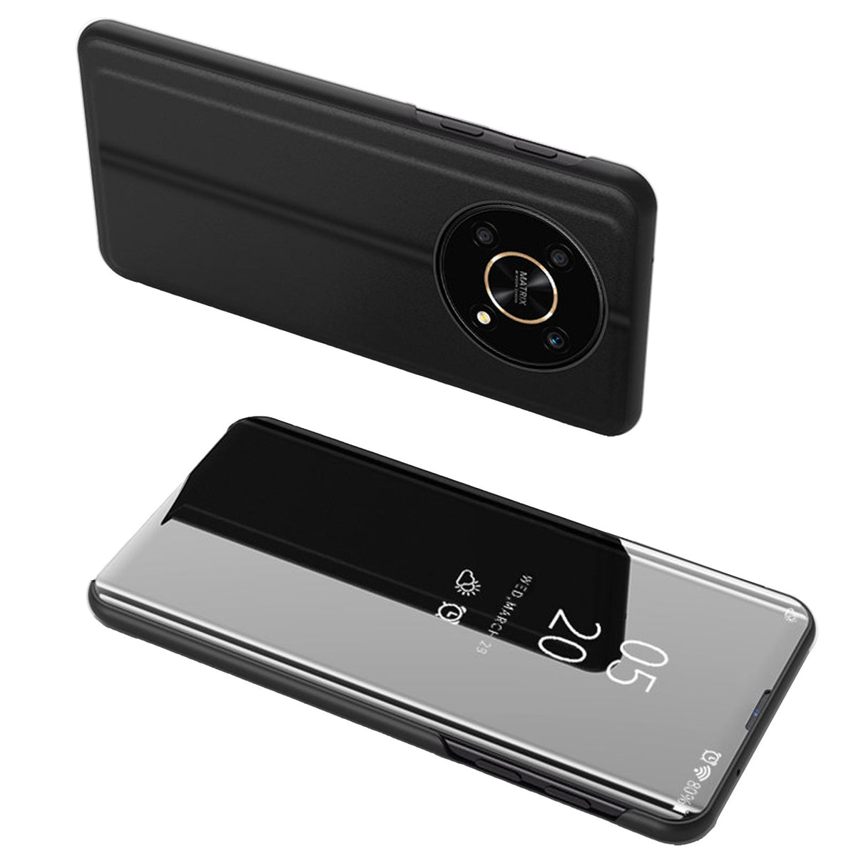 Husa Transparent View pentru Honor X9 / X9 5G / X30 / Magic4 Lite Flip Cover Negru