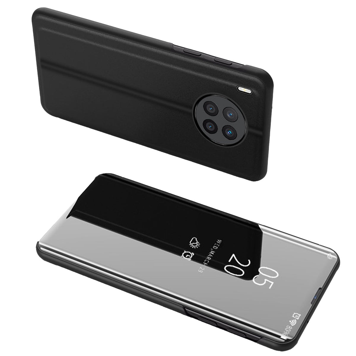 Husa Transparent View pentru Huawei Nova 8i cu Flap Negru