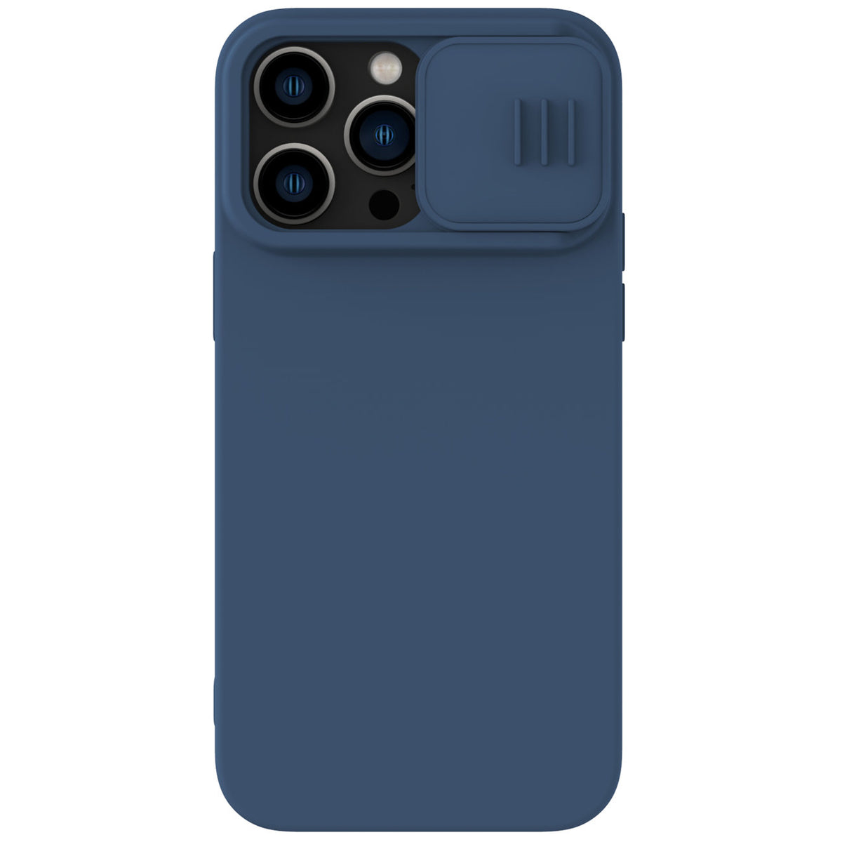 Husa Nillkin Camshield Silky Silicone iPhone 14 Pro Max Silicone cu Camera protectie Albastru