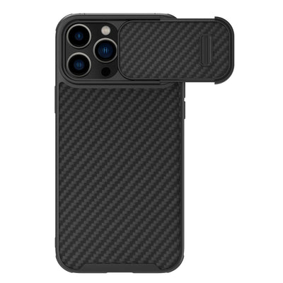 Husa Nillkin Synthetic Fiber S iPhone 14 Pro Max cu Camera Cover, Negru