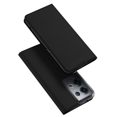Husa Dux Ducis Skin Pro pentru Oppo Reno 8 Pro Flip Cover Card Wallet Stand Negru