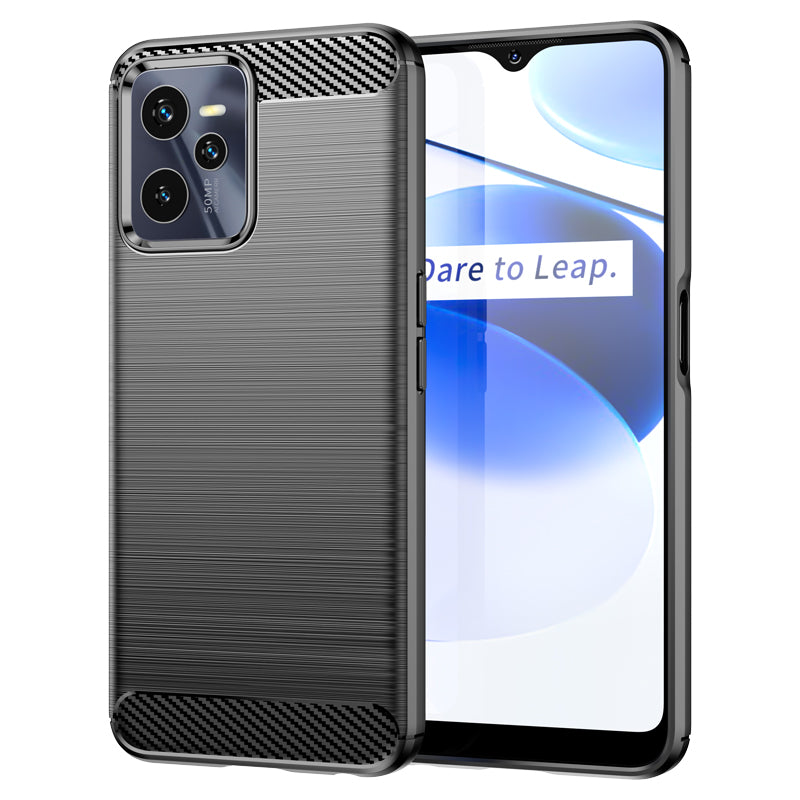 Husa Carbon pentru Realme C35 Flexible Silicone Carbon Cover Negru