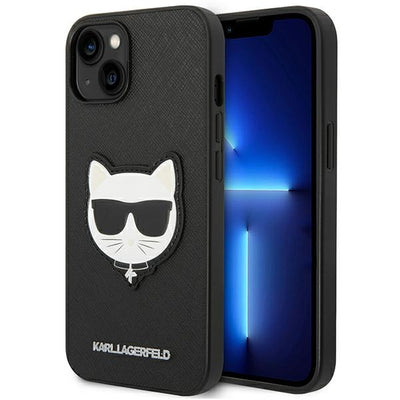 Husa Karl Lagerfeld Saffiano Choupette Head Patch pentru iPhone 14 Plus - Negru
