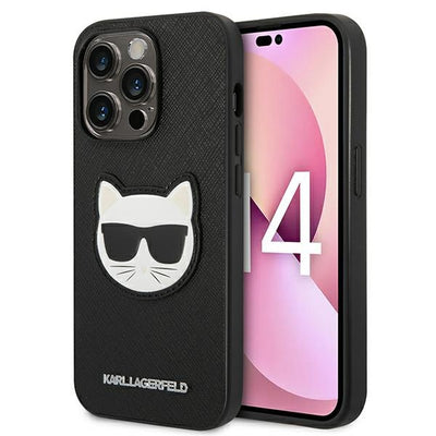 Husa Karl Lagerfeld Saffiano Choupette Head Patch pentru iPhone 14 Pro - Negru