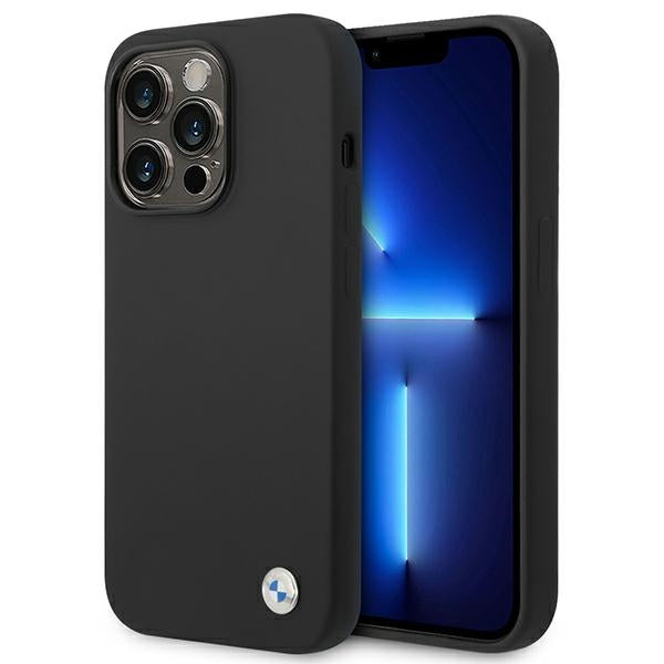 Husa BMW Silicone Metal Logo pentru iPhone 14 Pro - Negru