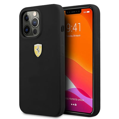 Husa Ferrari Fessihcp13lbk iPhone 13 Pro / 13 6.1" Negru/Negru Hardcase Silicone