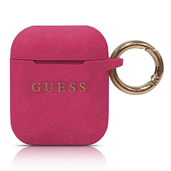 Husa Guess Guaccsilglfu AirPods Cover Fuchsia / Fuchsia Silicone Glitter