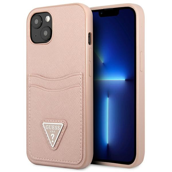 Husa Guess iPhone 13 6.1 "Roz / Roz Hardcase Saffianotriangle Logo Cardslot
