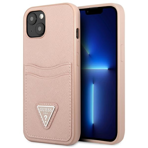 Husa Guess iPhone 13 Mini 5,4 "Roz / Roz Hardcase Saffianotriangle Logo Cardslot