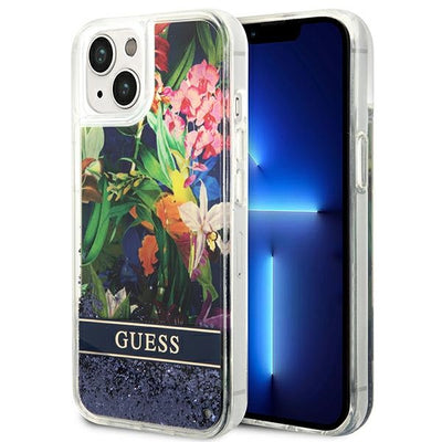Husa Guess iPhone 14 Plus 6.7 "Albastru / Albastru Hardcase Flower Liquid Glitter