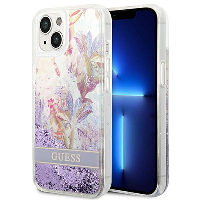 Husa Guess iPhone 14 Plus 6.7 "Violet / Mov Hardcase Flower Liquid Glitter