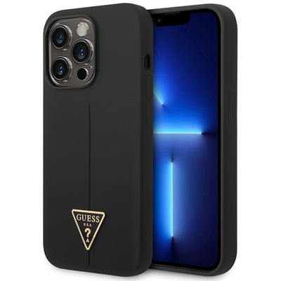 Husa Guess iPhone 14 Pro Max 6.7" Negru/Negru Hardcase Silicone Triangle