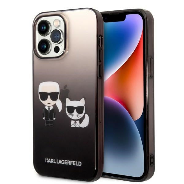 Husa Karl Lagerfeld iPhone 14 Pro 6.1 "Hardcase Negru / Negru Gradient Ikonik Karl & Choupette