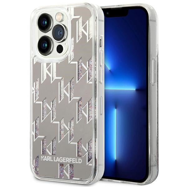 Husa Karl Lagerfeld iPhone 14 Pro Max 6.7 "Hardcase Argintiu / Argintiu Liquid Glitter Monogram