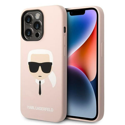 Husa Karl Lagerfeld iPhone 14 Pro 6.1 "Hardcase Roz deschis / Roz deschis Silicone Karl`S Head Magsafe