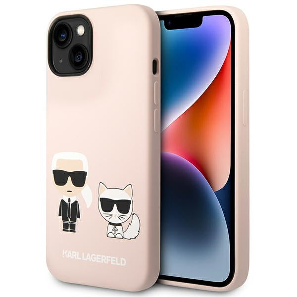 Husa Karl Lagerfeld iPhone 14 Plus 6.7 "Hardcase Roz deschis / Roz deschis Silicone Karl & Choupette Magsafe