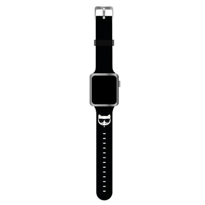 Curea Karl Lagerfeld Klawlslck Apple 42/44 / 45mm Negru / Negru Silicone Choupette Heads