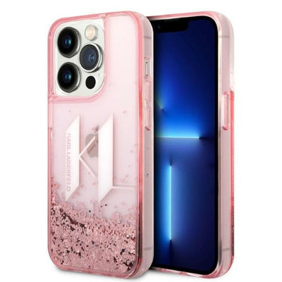 Husa Karl Lagerfeld iPhone 14 Pro 6.1 "Roz / Roz Hardcase Liquid Glitter Big KL
