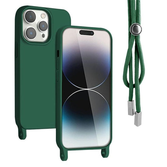 Lemontti Husa Silicon cu Snur iPhone 13 Pro Verde (protectie 360°, material fin, captusit cu microfibra)