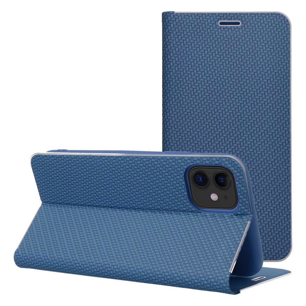 Husa Luna Book Carbon Flip pentru iPhone 17 AIR Albastru