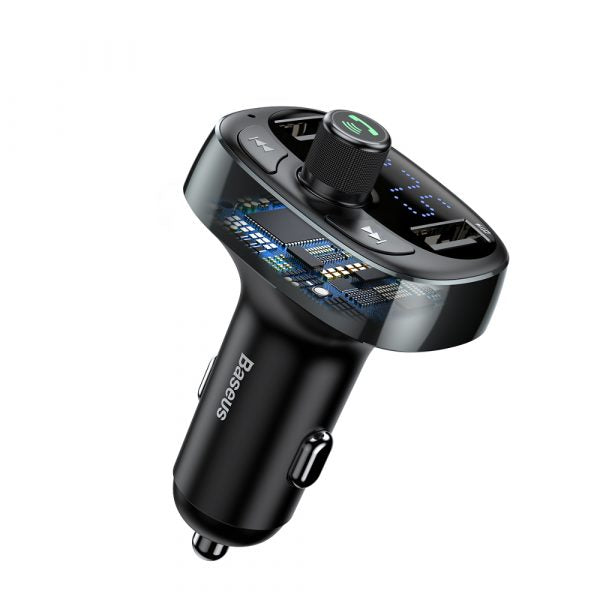 Transmițător FM Baseus T‑Shaped S‑09 Bluetooth MP3 cu încărcător auto, negru