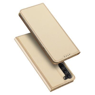 Husa Dux Ducis Skin Pro pentru Samsung Galaxy S23+ Flip Card Wallet Stand Auriu