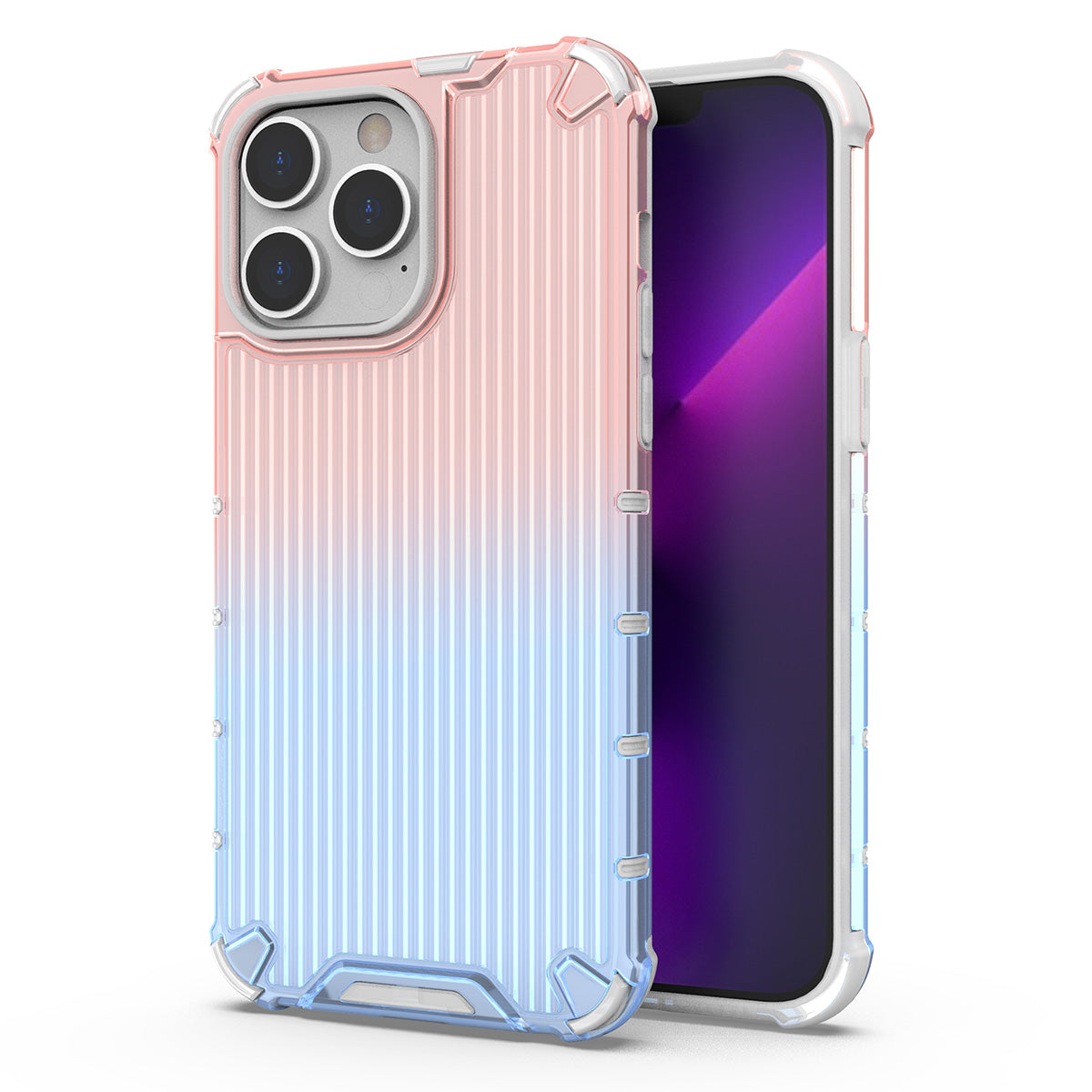 Husa Ombre Protect pentru iPhone 13 Pro Armored Cover Roz And Albastru