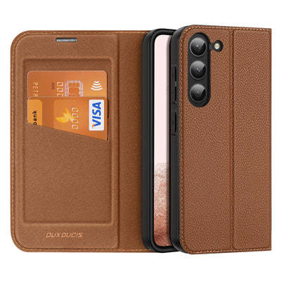 Husa Dux Ducis Skin X2 Samsung Galaxy S23+ Flip Wallet Stand Maro