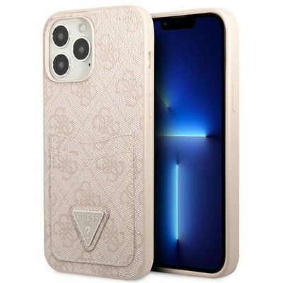 Husa Guess 4G Triangle Logo Cardslot pentru iPhone 13 Pro / 13 - Roz