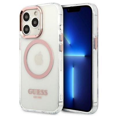 Husa Guess Metal Outline Magsafe Na iPhone 13 Pro / iPhone 13 - Roz