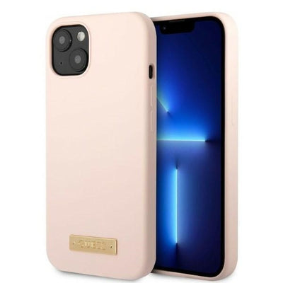 Husa Guess iPhone 13 6.1" Roz/Roz Hard Silicone Logo Plate Magsafe