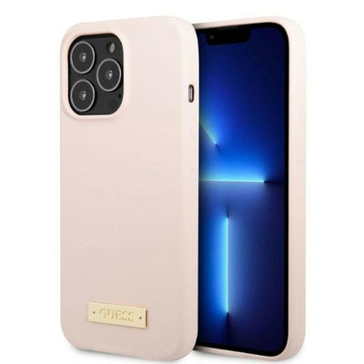 Husa Guess iPhone 13 Pro Max 6.7" Roz/Roz Hard Silicone Logo Plate Magsafe