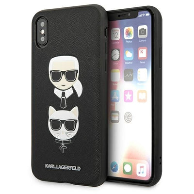 Husa Karl Lagerfeld Saffiano Karl&Choupette Head pentru iPhone XS Max - Negru