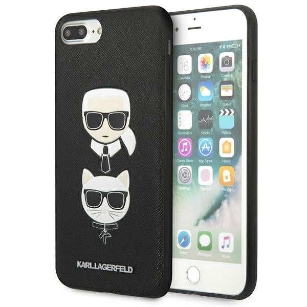 Husa Karl Lagerfeld Saffiano Karl&Choupette Head pentru iPhone 7 Plus / iPhone 8 Plus - Negru