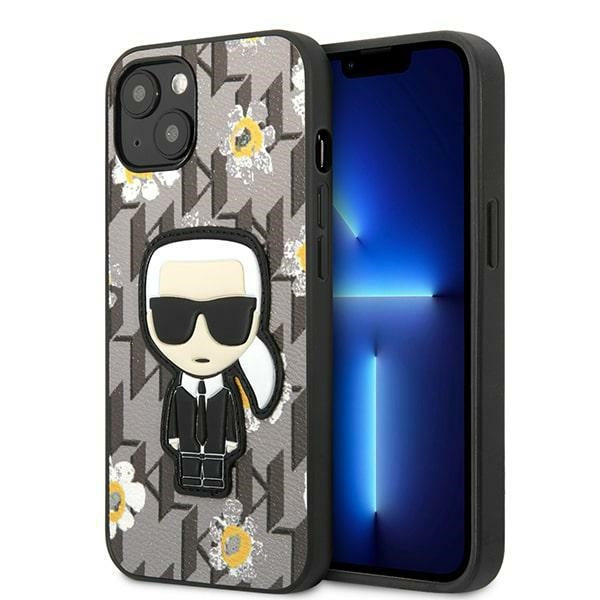 Husa Karl Lagerfeld Flower Ikonik Karl pentru iPhone 13 Mini - Gri