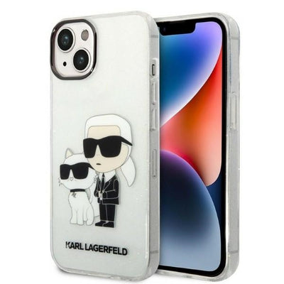 Husa Karl Lagerfeld Glitter Karl&Choupette pentru iPhone 14 Plus - Transparent